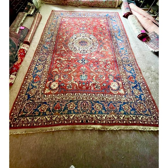 Vintage Handwoven Fine Persian Rug Ispahan 184”x125” Carpet - Picture 3 of 6